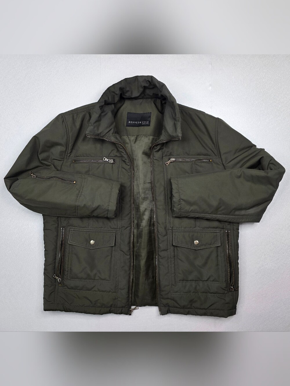 Vintage Kenneth Cole New York Quilted Jacket Men's Large - Olive Green